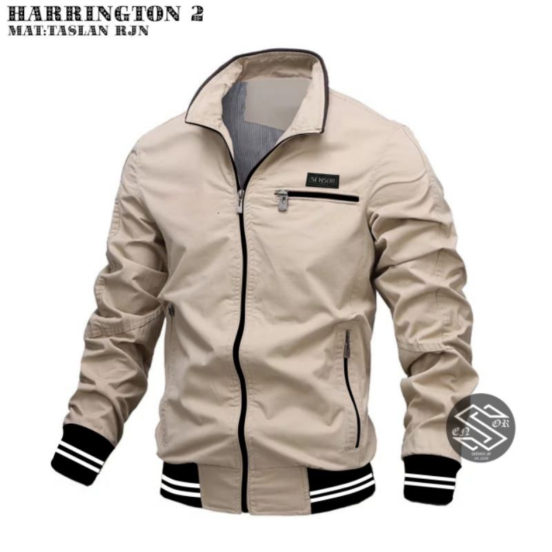 bomber cowok Jaket Pria Bomber Harington Taslan Waterproof Anti Air Sensor