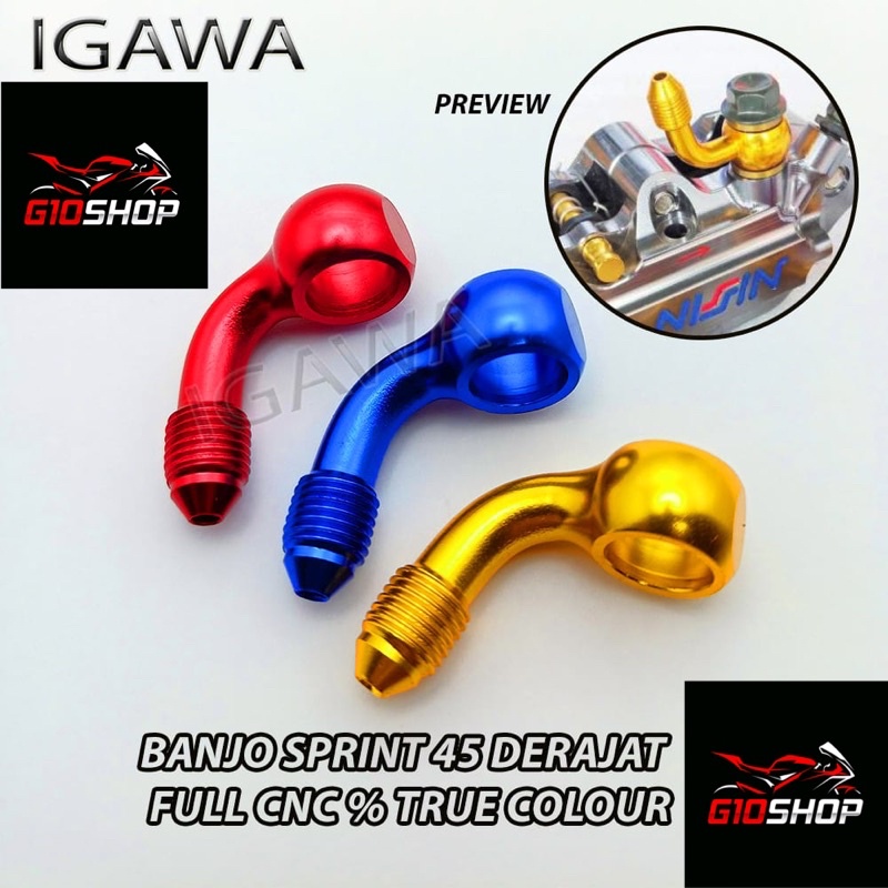 Banjo / Sambungan Selang Rem Kaliper 45 Derajat CNC Semua Motor Universal Beat / Vario / Mio / Nmax 