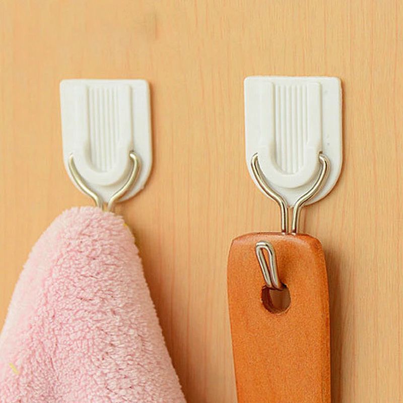 Self Adhesive Hooks Stick On Wall Hanging Door Bathroom Kitchen Hanger Tool