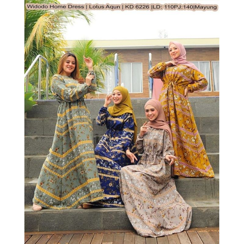 HOMEDRESS FLOWER/MAXI DRESS LOTUS/GAMIS SYARI MAYUNG/BAJU MOTIF PINGGANG KARET