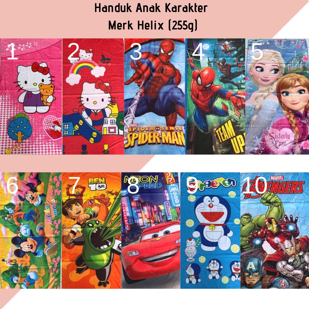  Handuk  Karakter Anak Karakter Doraemon Mickey Mouse Cars 