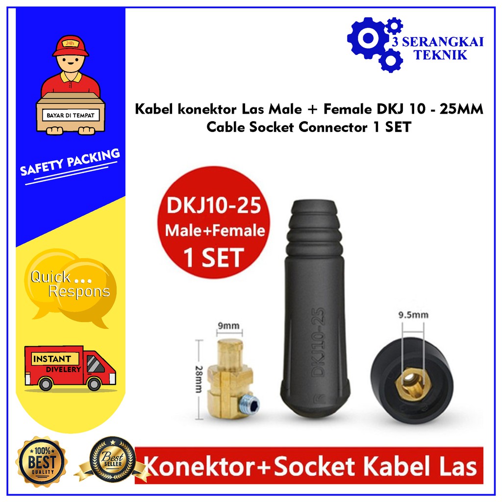 Kabel Konektor Las Male Female DKJ 10-25mm Cable Socket Connector 1SET