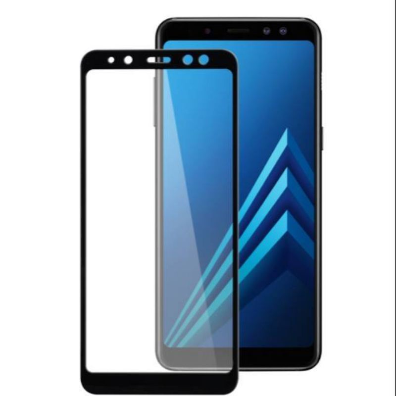 Full Cover Tempered Glass Warna 5D / 6D / 9D Samsung A8 2018 - Hitam