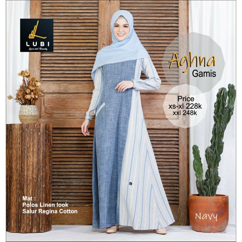 GAMIS AGHNA BLACK BLUE &amp; MAROON || LUBI