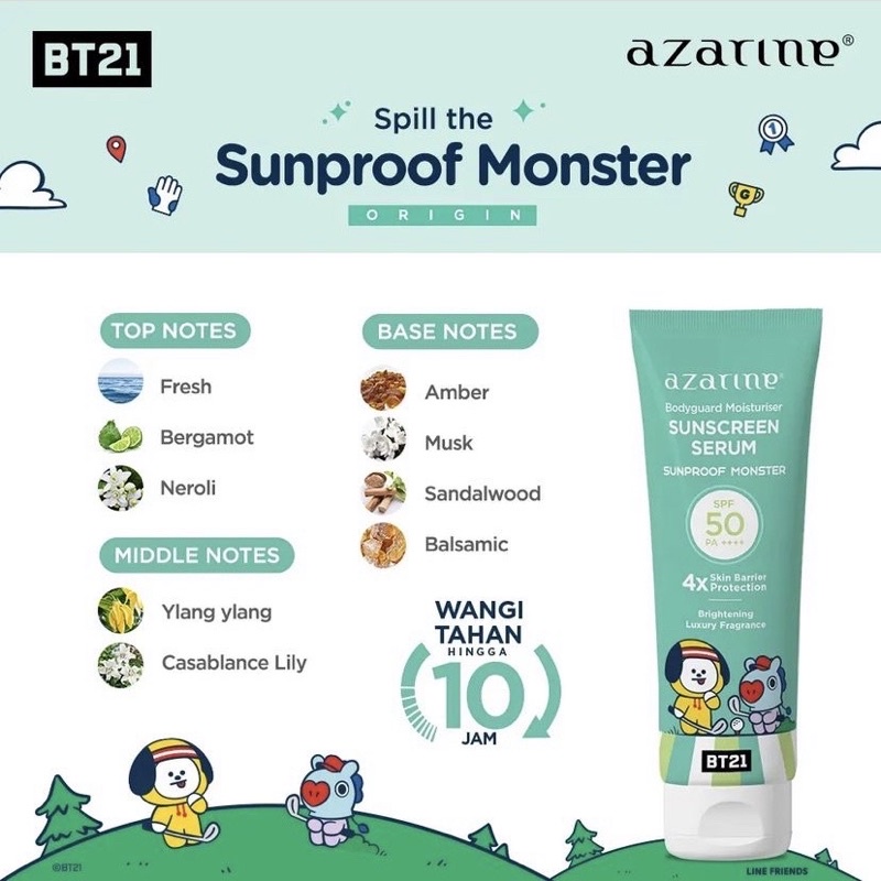 Bodyguard Moisturizer Sunscreen Serum - AZARINE X BT21 100ML