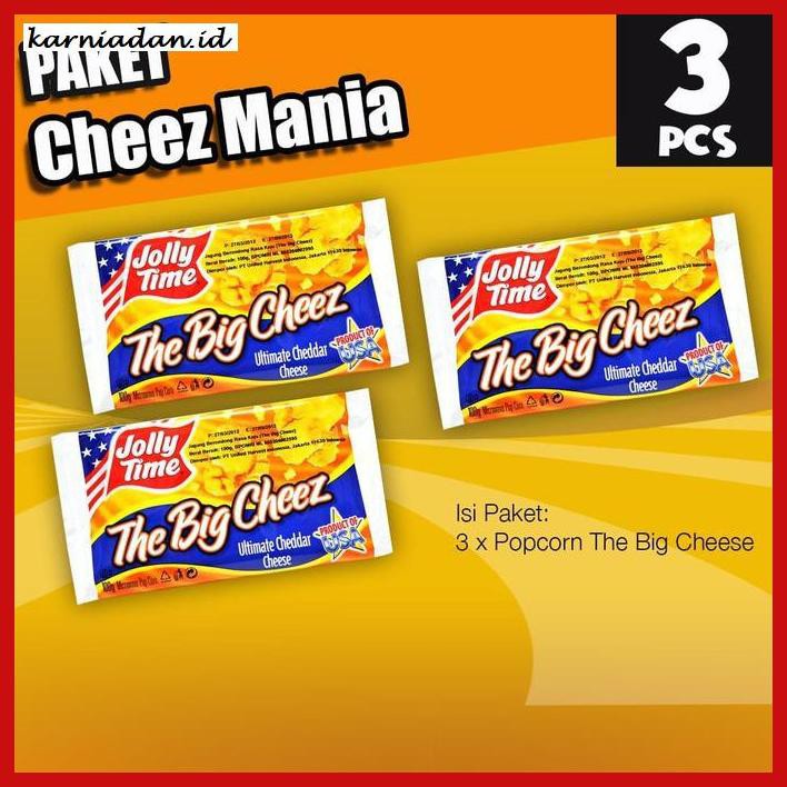 

MAKANAN-RINGAN- PAKET CHEEZ MANIA (3TBC) - JOLLY TIME MIRCOWAVE POPCORN -BERMACAM-MACAM.
