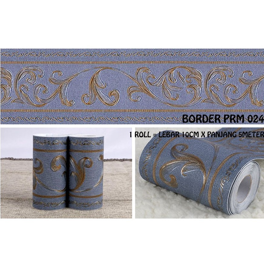 SKM LIST BORDER PREMIUM PRM 024 MOTIF BATIK BIRU DONKER DONGKER WALLSTICKER WALSTIKER WALLSTIKER WAL