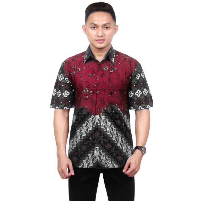 KEMEJA BATIK PRIA LENGAN PENDEK BRAMA ATASAN BATIK KEMEJA FORMAL CASUAL SURFING PEKALONGAN MURAH 177