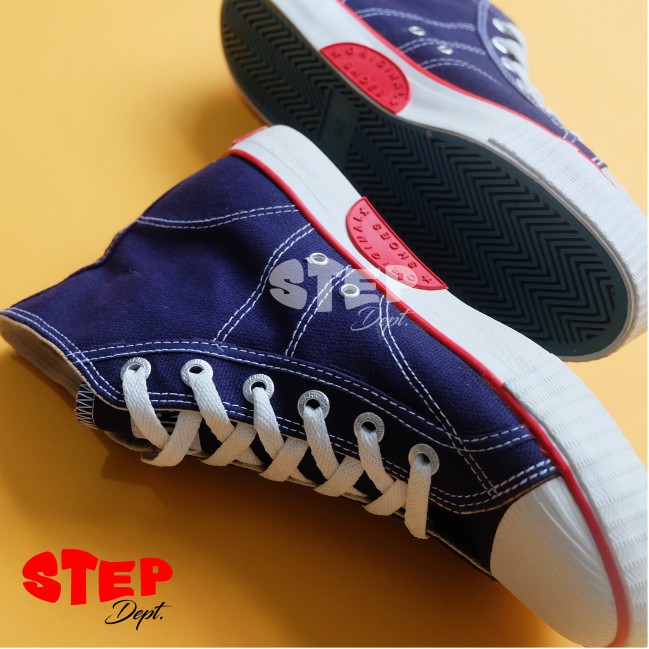 Sepatu Warrior Classic HC Navy - Warrior High Biru Dongker Sol Putih