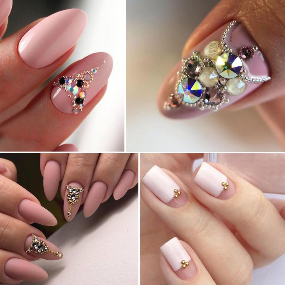 Timekey 6 Sekat / Kotak Bola Mutiara Putih Campur Untuk Dekorasi Nail Art DIY it A9K4