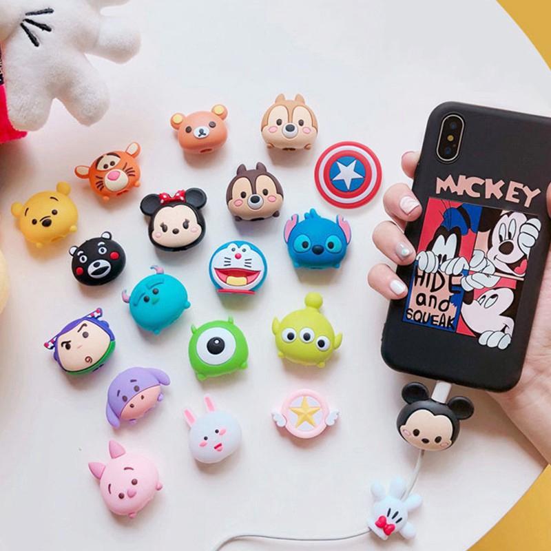 CABLE BITE Cartoon Stich Hellokitty Anti-Break Data Cable Protection Sleeve MIckey