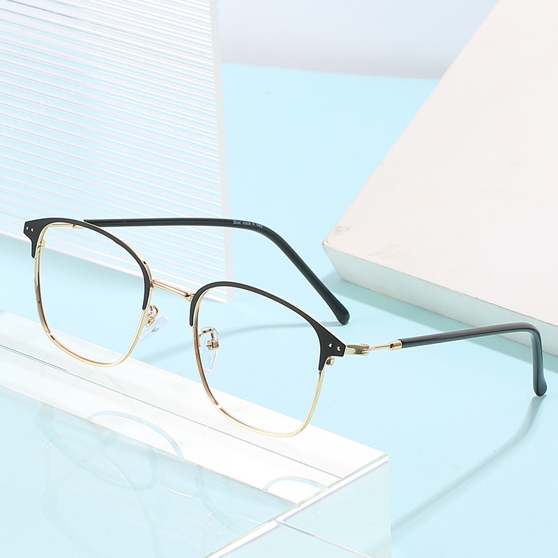 Fashion Kacamata Photochromic Anti-Blue Light 2 in 1 / Kacamata Retro Metal Square