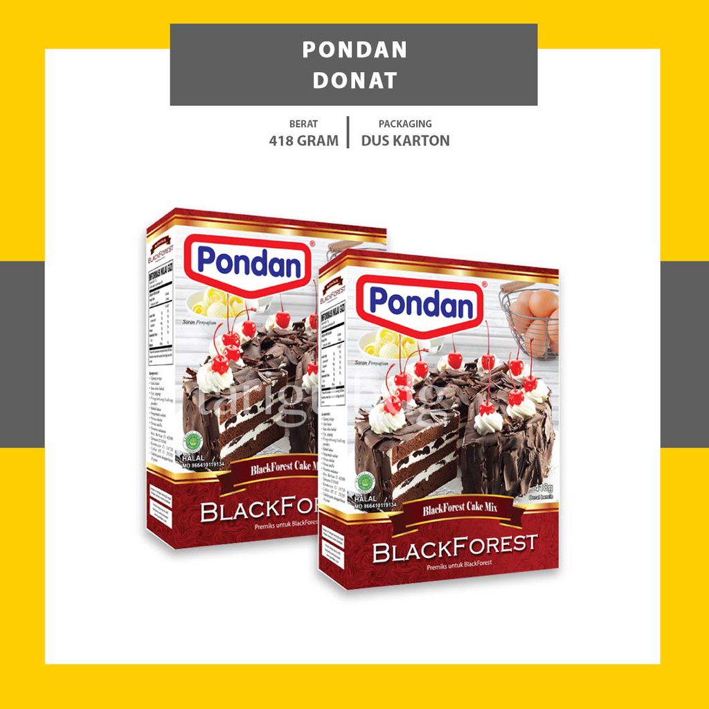 BLACK FOREST PREMIX PONDAN 418GR - TEPUNG BLACKFOREST INSTANT PREMIKS - BLACKFOREST CAKE MIX