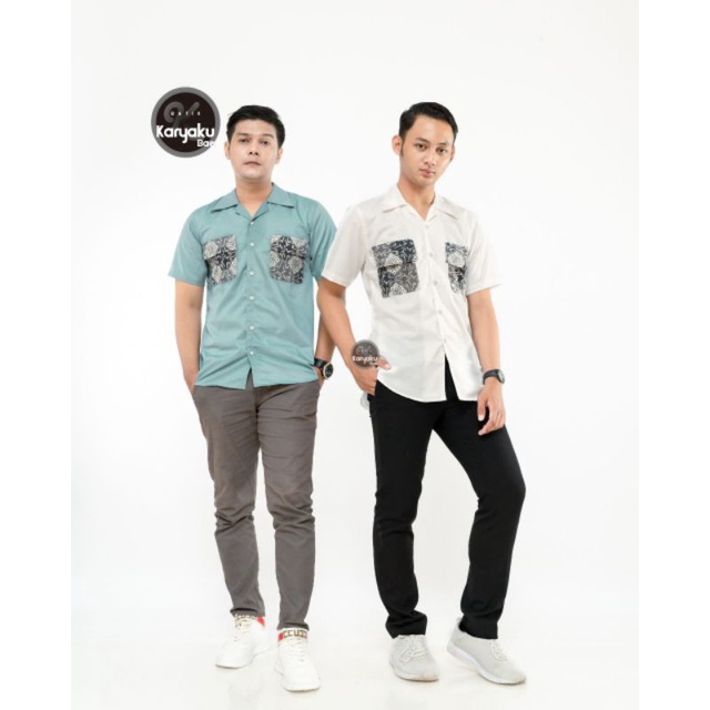 HEM POLOS PRIA-HEM SLIMFIT MODERN-BAJU PRIA LENGAN PENDEK-HEM KOMBINASI BATIK