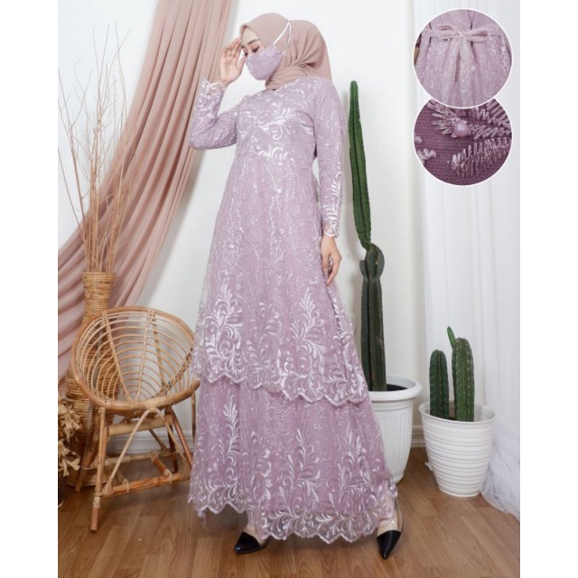 DRESS BUSUI| GAMIS TILE TINGKAT BUSUI| GAMIS PESTA MEWAH| GAMIS| GAMIS TILE| GAMIS KONDANGAN| BY BK