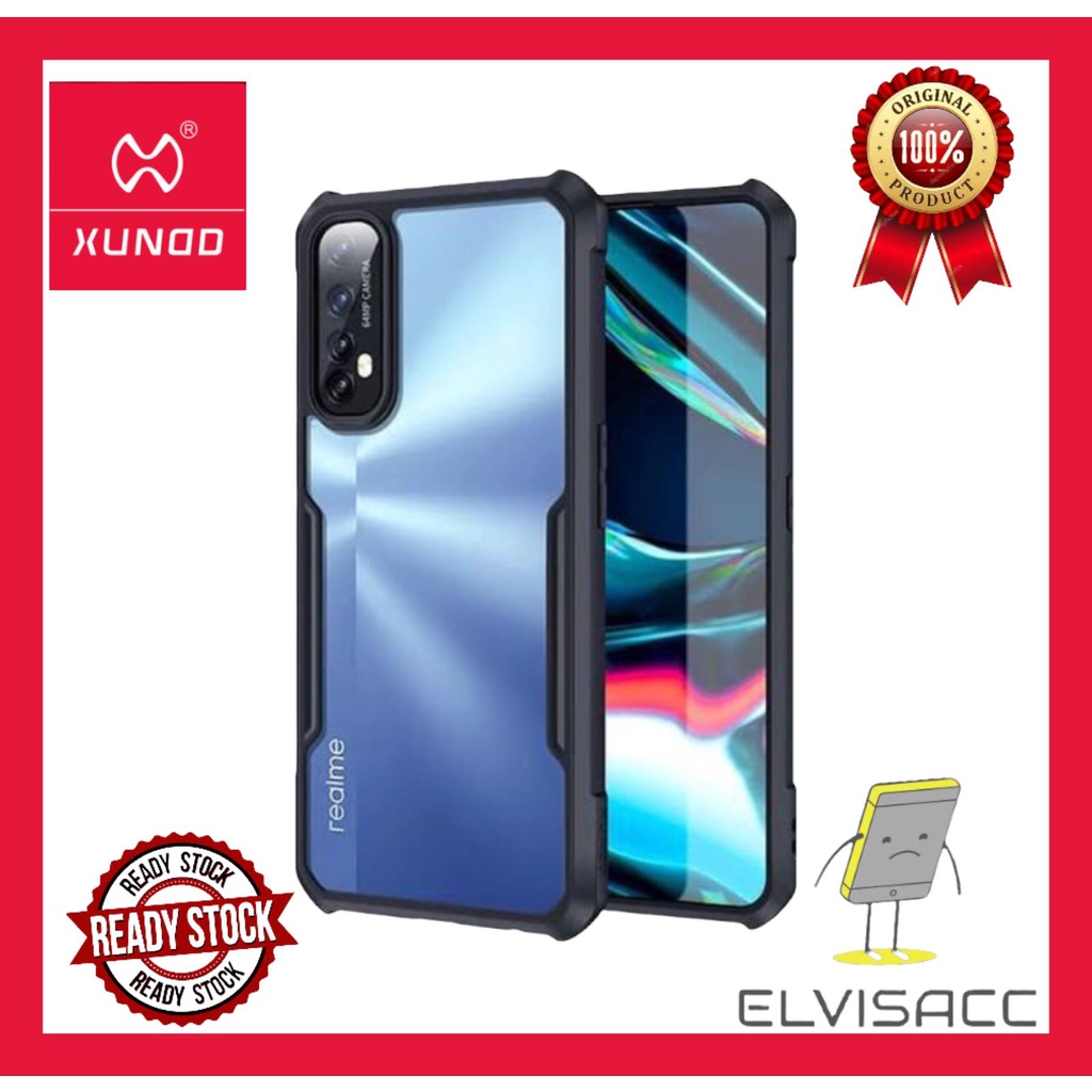CASE REALME 5 PRO / Q , REALME 7 / REALME 7 PRO / REALME 7i / REALME NARZO 20 XUNDD BEATLE ORIGINAL SOFT HARD CASE HYBRID ARMOR - CLEAR LIST BLACK