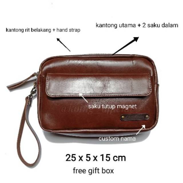 KOING CLUTCH TAS TANGAN PRIA KULIT ASLI FREE UKIR NAMA