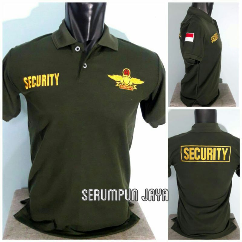 KAOS SECURITY WINGS HIJAU ARMY - KAOS KERAH SECURITY WINGS HIJAU ARMY FULL BORDIR