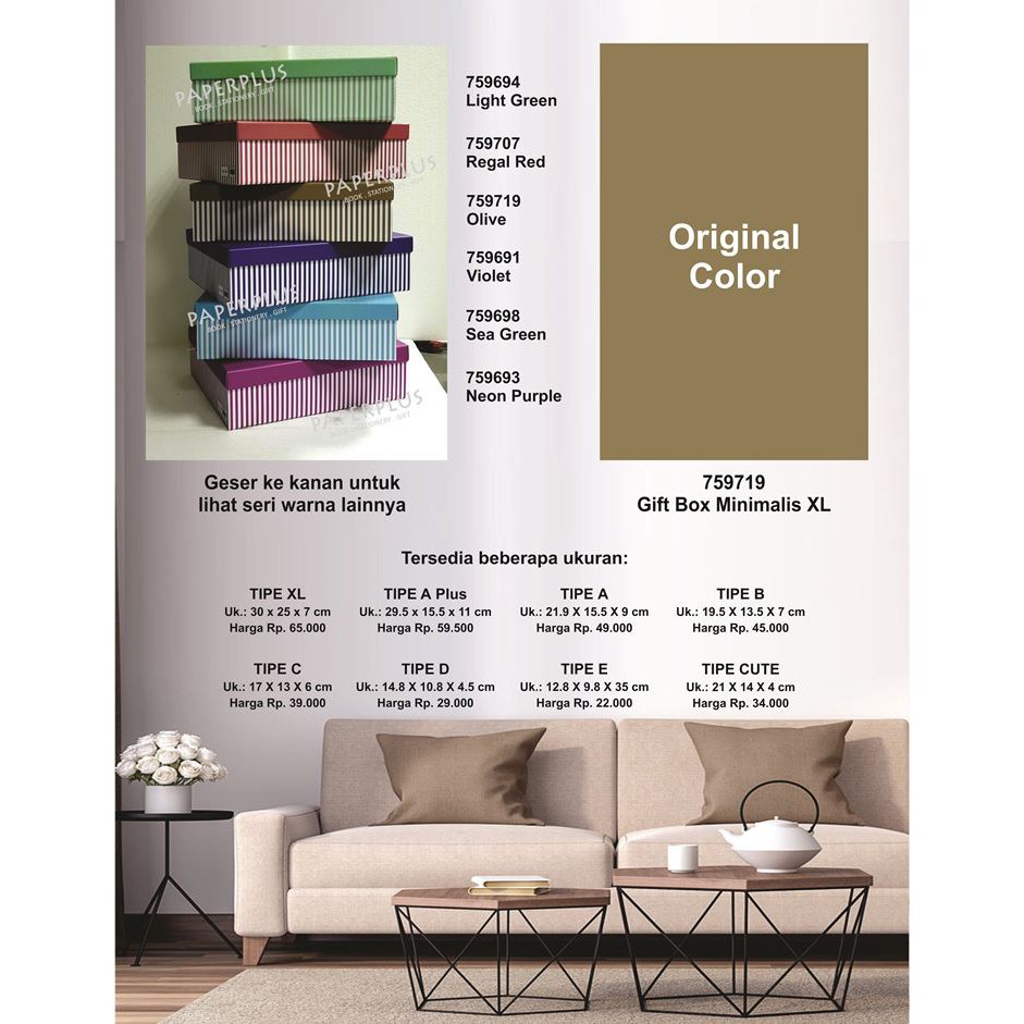 

Kotak kado/Kotak Hadiah/Gift Box Minimalis XL_Garis Spectra Olive