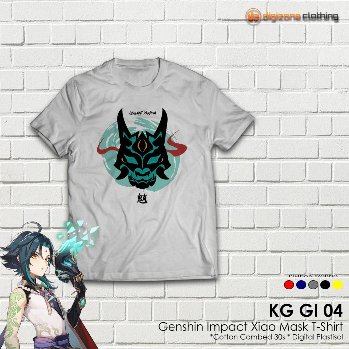 Kaos Genshin Impact Game Xiao Mask Katun Sablon KG GI 04