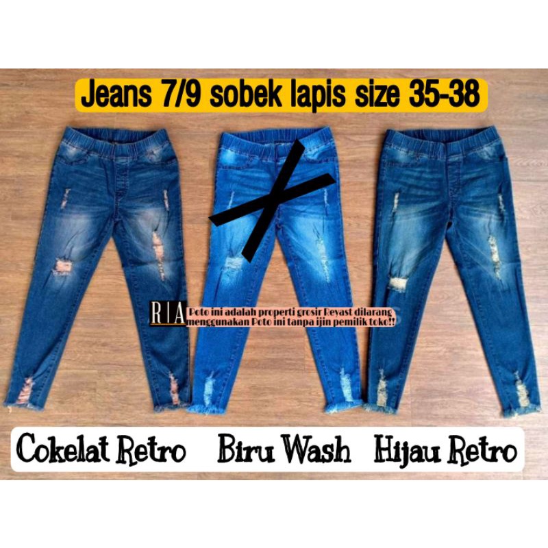 Jeans 7/9 Wanita Premium soft jeans jumbo