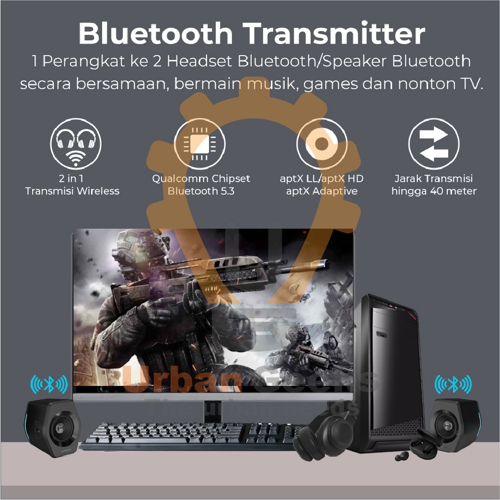 Audio Transmitter Bluetooth  5.3 AUX 3.5mm aptX Adaptive HD PX BTX-2100