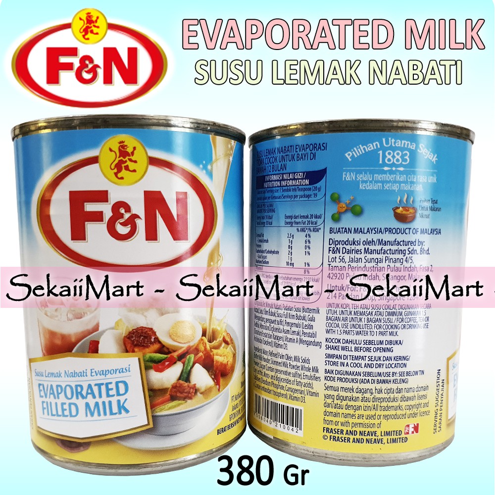 

F&N Susu Evaporasi Kaleng - Susu Lemak Nabati - FN F-N Evaporated Milk Can 380g