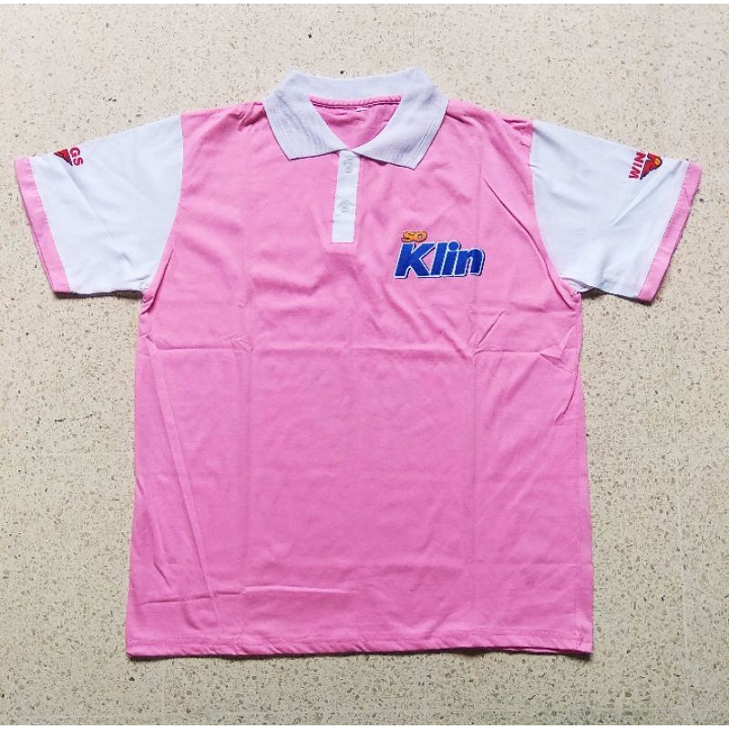 BAJU KAOS POLO ATASAN DEWASA SOKLIN PINK PUTIH
