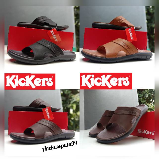 SANDAL PRIA KICKERS KULIT / SANDAL SELOP COWOK / SENDAL SLIDE SLOP KULIT / SANDAL LEBARAN FORMAL KASUAL PROMO / SANDAL DISTRO TERBARU