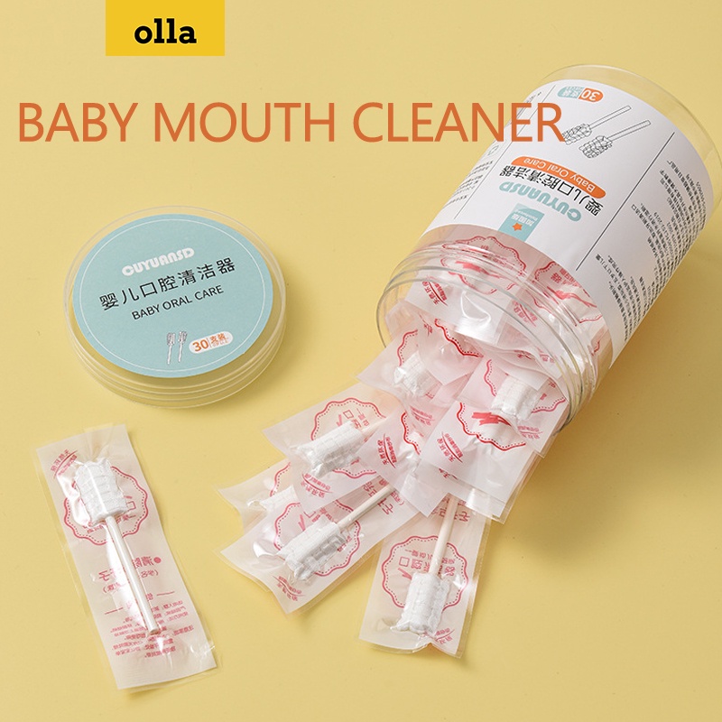 olla Pembersih Mulut Bayi/Pembersih Mulut Bayi/Pembersih Oral Penyeka Kapas Sikat Gigi Sikat Lidah Bayi untuk Bayi 0-3 Tahun