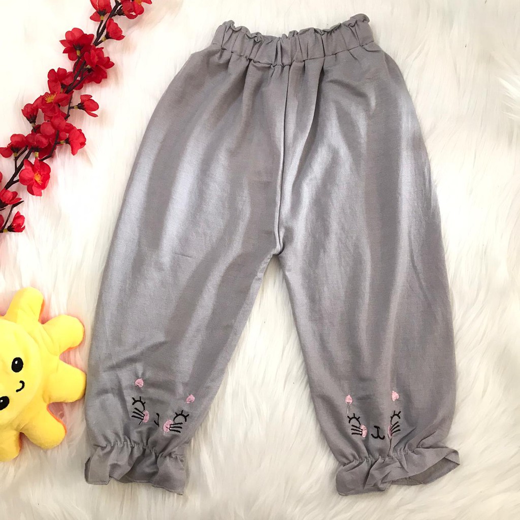 Celana jogger import bahan adem lucu bordir kekinian murah bestseller pergi jalan -CJ MIX 22 MEOW