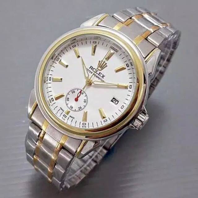 Jam Tangan Pria Automatic Rolex Matic Rantai Analog Crono Tanggal Aktif