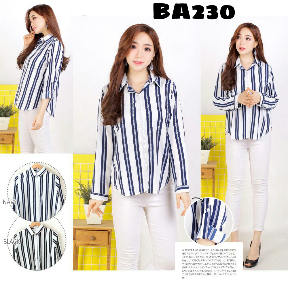 Baju atasan kemeja hem lengan panjang salur kuliah kerja Baju atasan kemeja hem lengan panjang salur kuliah kerja