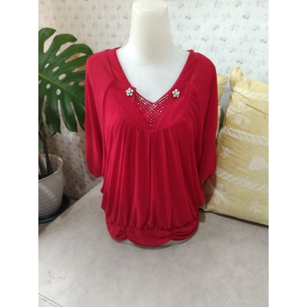 blouse wanita merah,atasan merah wanita,baju pesta