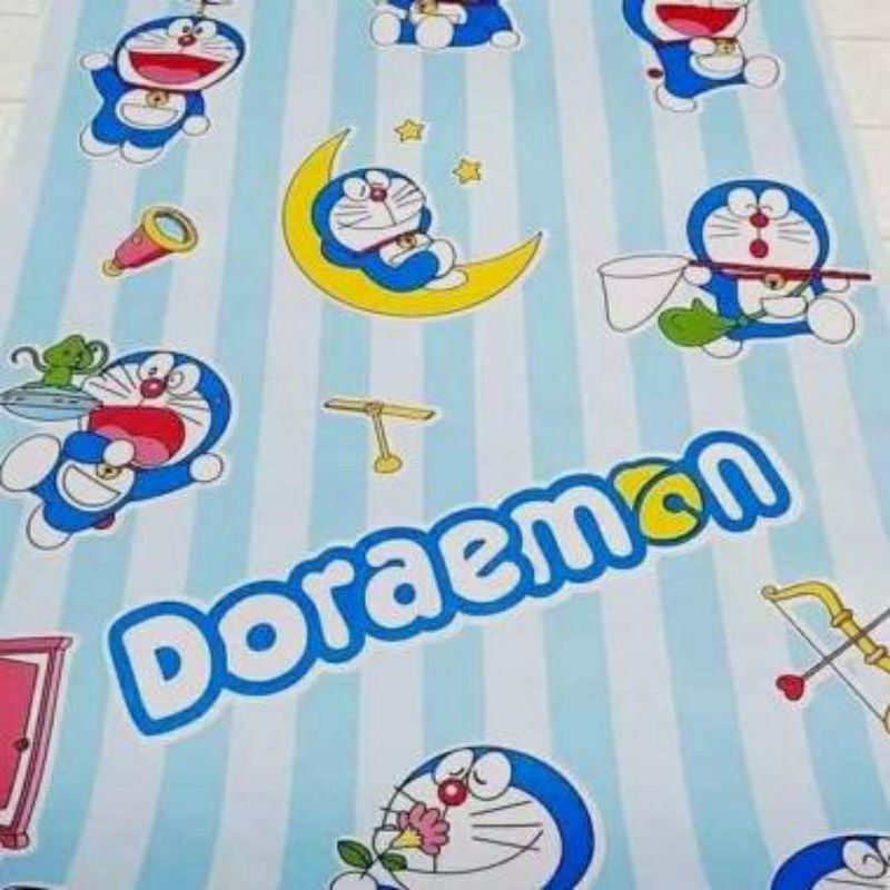 WALLPAPER STIKER DINDING MOTIF DORA EMON SALUR BIRU MUDA