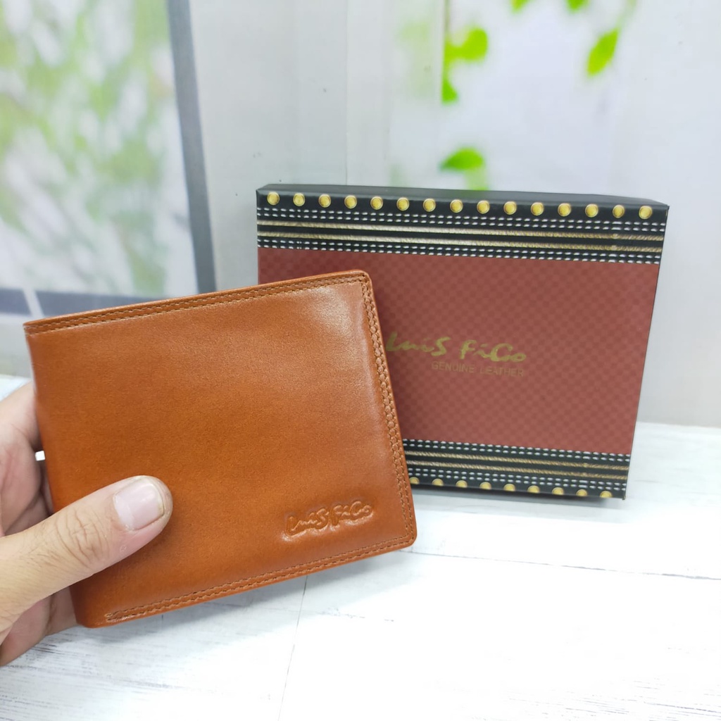 COD Dompet kulit asli pria selapis LUIS FIGO Pria Cowo Laki Asli 100% dari kulit sapi/Dompet Kulit Full Up,TAHAN API Dan Kuat