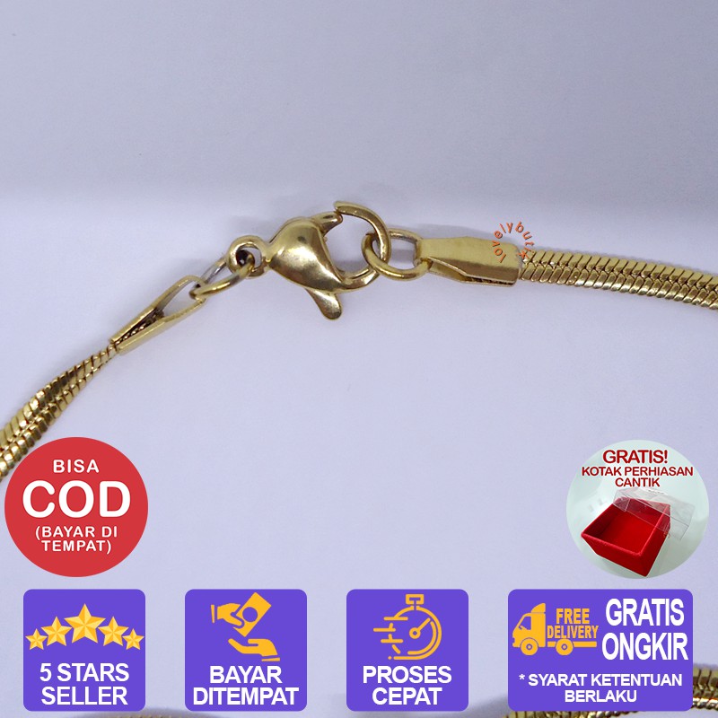 Lovelybutik Honey Kalung Huruf Titanium Anti Karat Inisial B Uk 45 cm BONUS KOTAK PERHIASAN