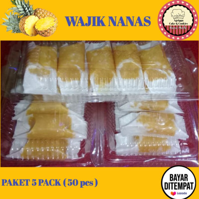 

Wajik Nanas Segar Cemilan Santai paket 5 pack (50pcs)