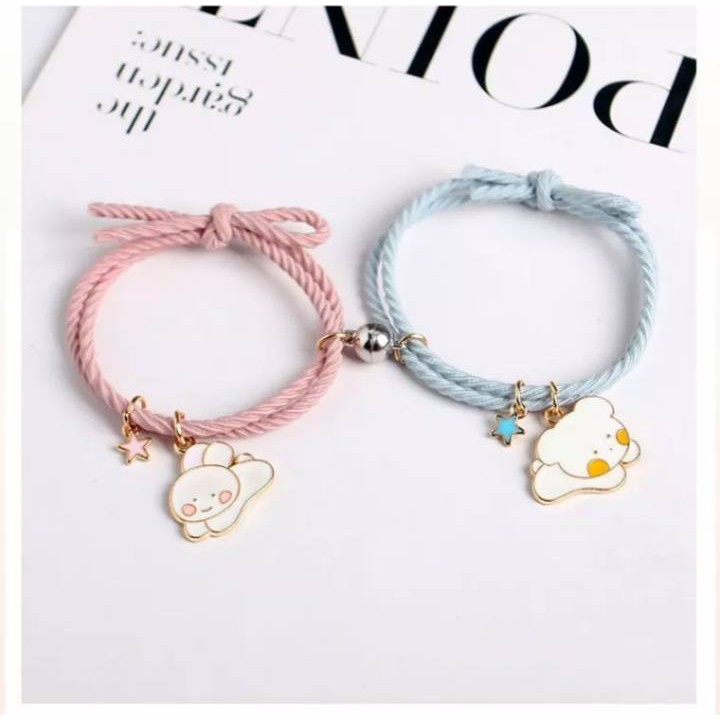 2 Pcs Sepasang Gelang Tali Karet Magnet Desain Astronot Kuromi Cinnamoroll Untuk Pria Dan Wanita Gelang Magnet/1 Pasang Gelang