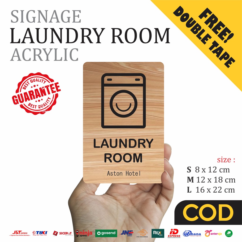 Laundry Room Sign Board Akrilik Print Signage Label Peringatan Nama Ruang Room Name
