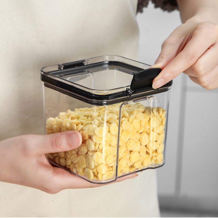 TERMURAH!!!  Toples Kotak Snack Kedap Udara Penyimpanan Bening Cereal Kontainer Makanan Food Storage Jar Container