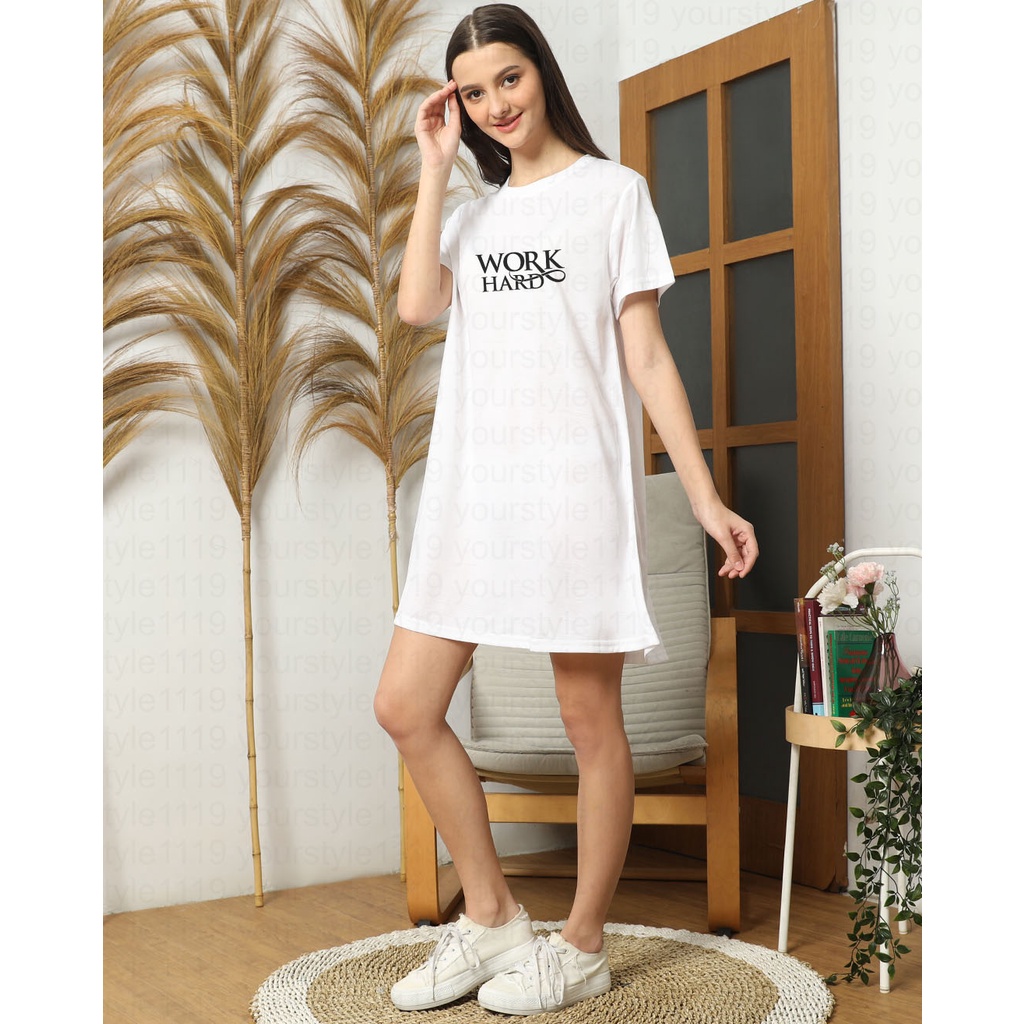 YOURSTYLE1119 - BASIC MINI DRESS WORK HARD TUNIK OVERSIZE TSHIRT KEKINIAN OVERSIZE