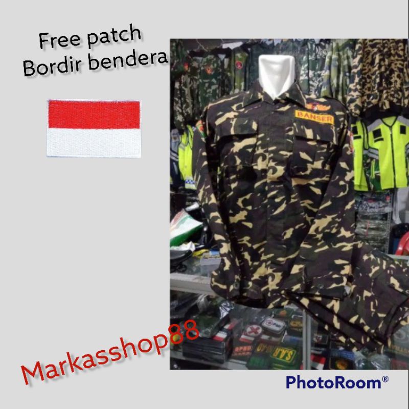 setelan PDL banser / setiap pembelian 1 set GRATIS 1 bendera bordir * selama stock bendera masih ada