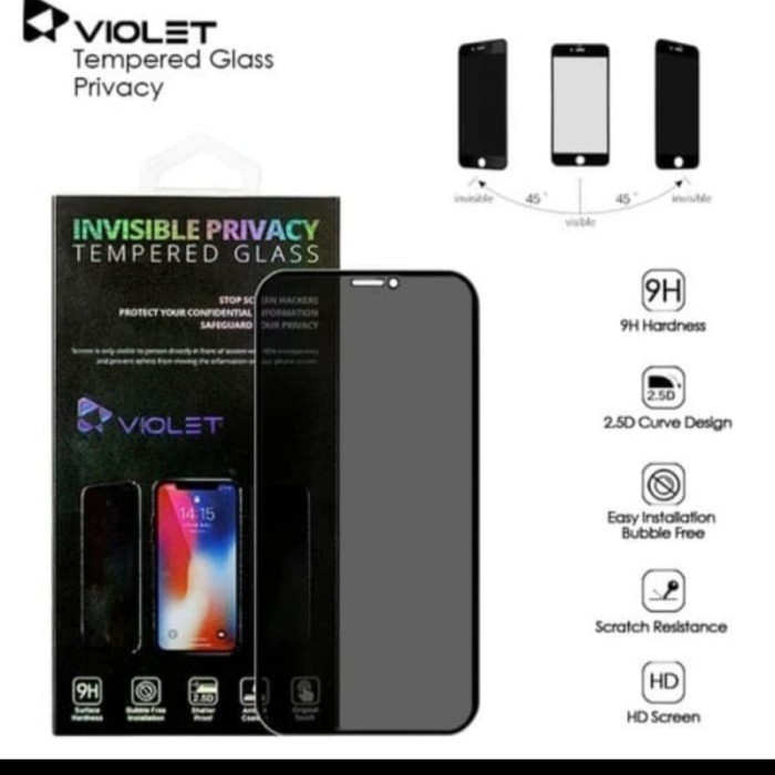 Tempered Glass Spy Iphone X/XS/XR/XS Max - Violet premium privacy Glass