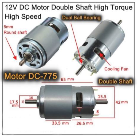 PAKET !!! Dinamo 775 DC Torque Magnet Motor dan Bracket