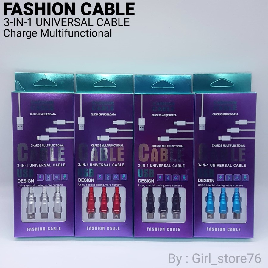 Fashion Cable Kabel 3 In 1 Universal / Kabel Data Multi Fungsi