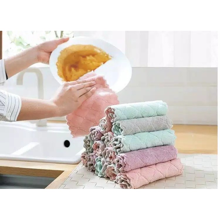 [READY STOK]JY 056 Kain Lap Microfiber TEBAL ANTI MINYAK Serap Air Kain Lap Dapur Meja Piring Tangan