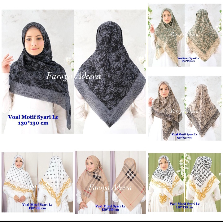 Hijab Motif Syari Terbaru Segiempat motif syari Lasercut 130x130  Hijab Voal Syari safa hijab motif Seragam