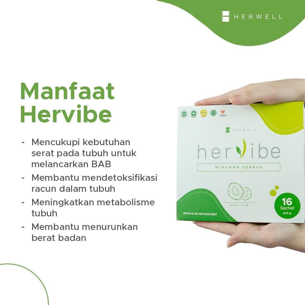 Hervibe 1 Box Original Herwell Official Diet Langsing BPOM Halal Free Ongkir