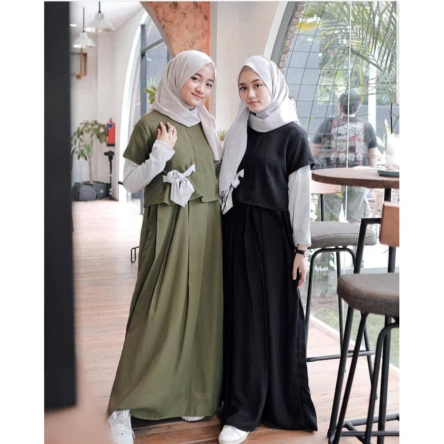 Baju Gamis Muslim Wanita/ ARASYA DRESS/ Gamis TerMurah | TerBaru BLACK